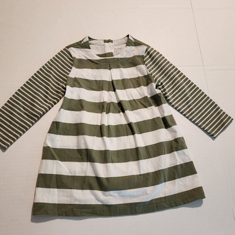 Baby Gap 18-24 Months Green & White Striped Long-Sleeve Dress Diaper Cover